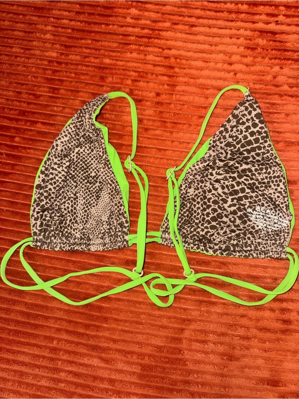 ACACIA Neon Green Triangle Bikini Top Large - Picture 3 of 3